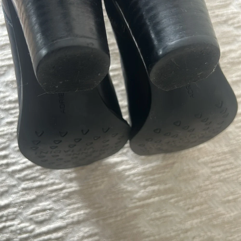 Adrienne Vittadini Black Leather Boots with Buckle Accents - Picture 9 of 15